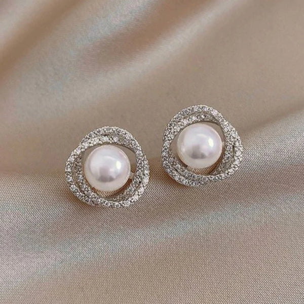 Boucles d'oreilles en perles 2 pièces - élégantes boucles d'oreilles à clou avec détails scintillants