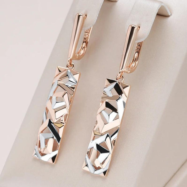 Boucles d'oreilles géométriques en 2 pièces - bijou femme en or et argent