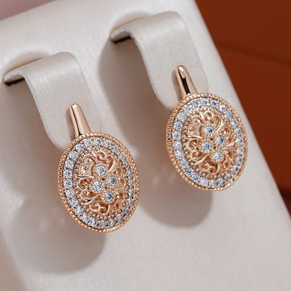 Boucles d'oreilles rose gold en duo - design floral élégant pour femmes