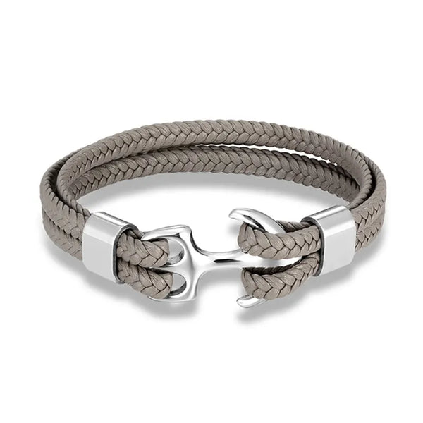 Bracelet ancre - accessoire féminin en similicuir (PU) tressé