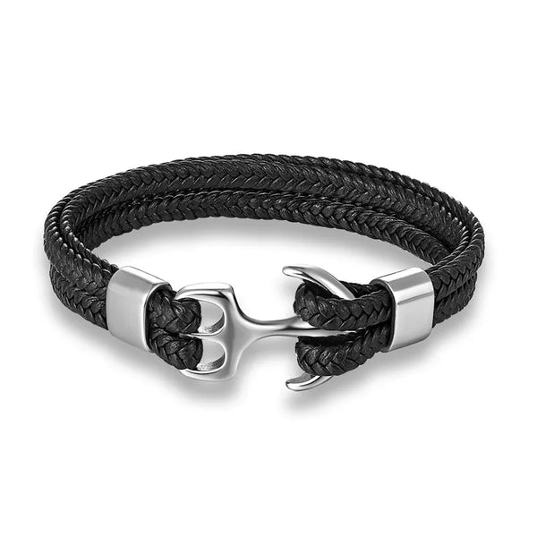 Bracelet ancre - accessoire féminin en similicuir (PU) tressé