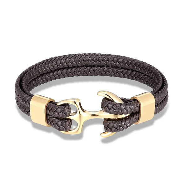 Bracelet ancre - accessoire féminin en similicuir (PU) tressé