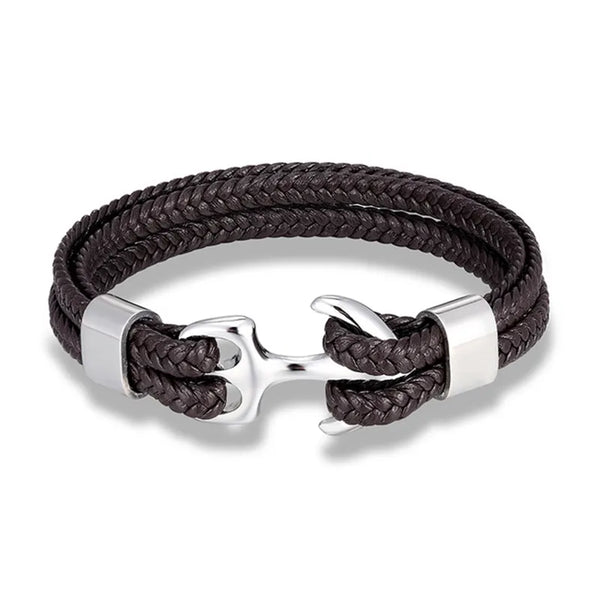 Bracelet ancre - accessoire féminin en similicuir (PU) tressé