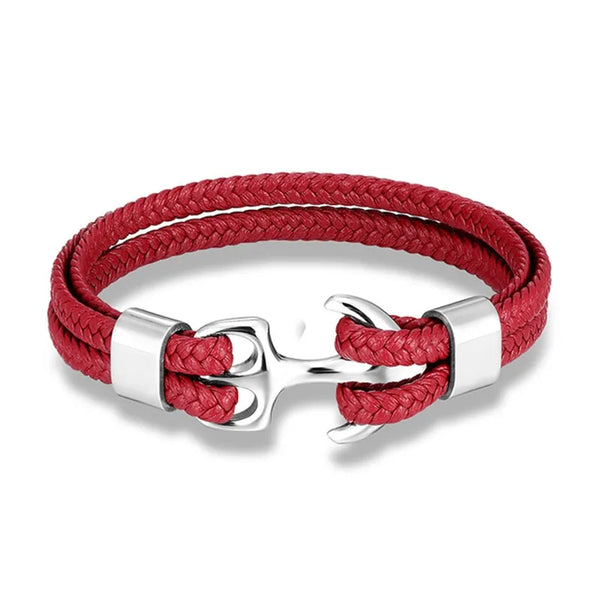 Bracelet ancre - accessoire féminin en similicuir (PU) tressé