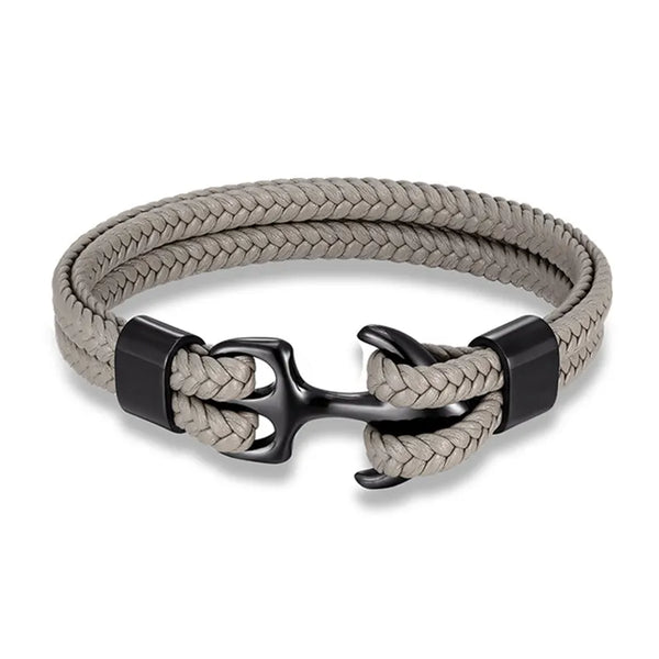 Bracelet ancre - accessoire féminin en similicuir (PU) tressé