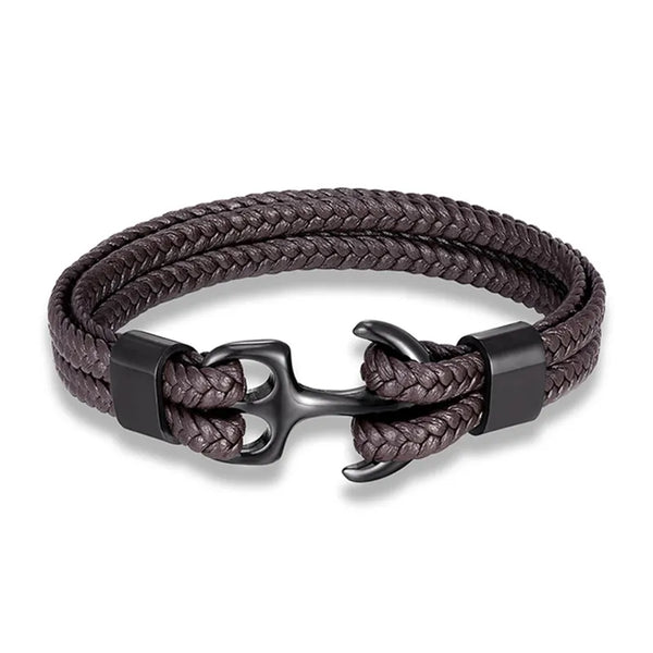 Bracelet ancre - accessoire féminin en similicuir (PU) tressé
