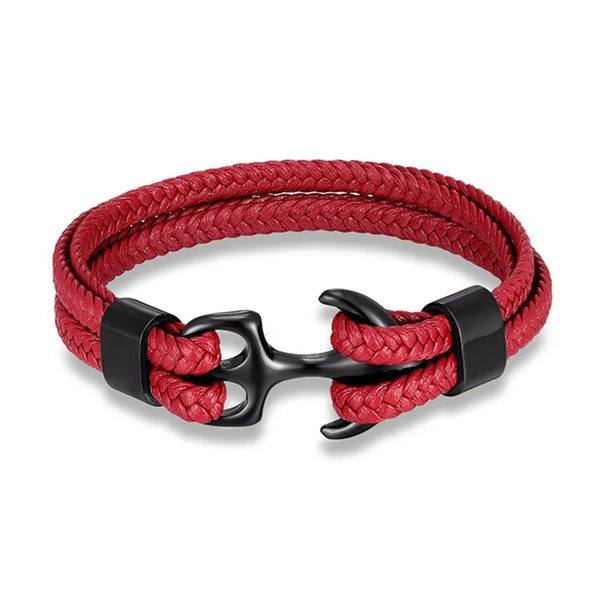 Bracelet ancre - accessoire féminin en similicuir (PU) tressé