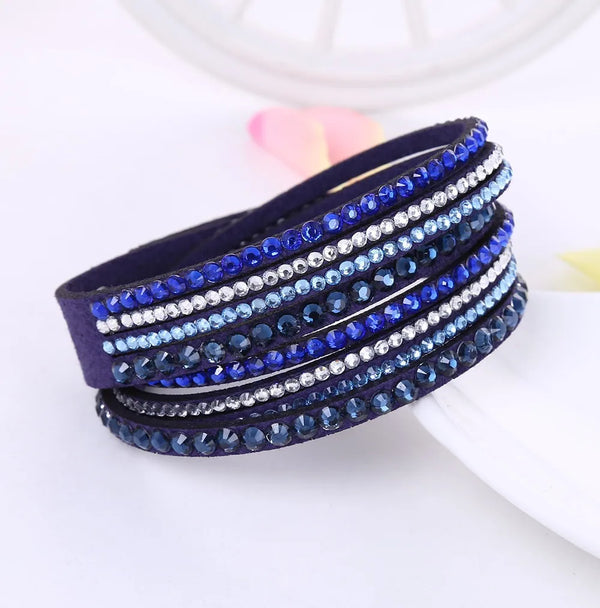 Bracelet en strass wrap - accessoire multi-couches pour femmes