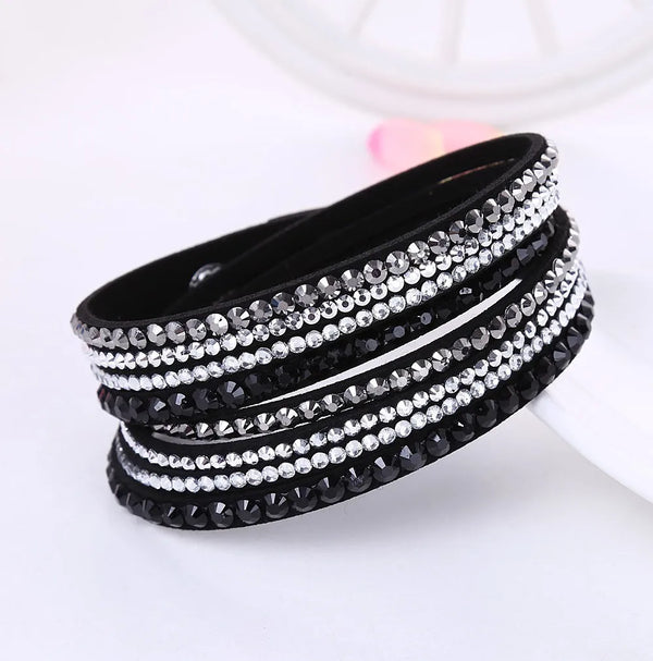 Bracelet en strass wrap - accessoire multi-couches pour femmes