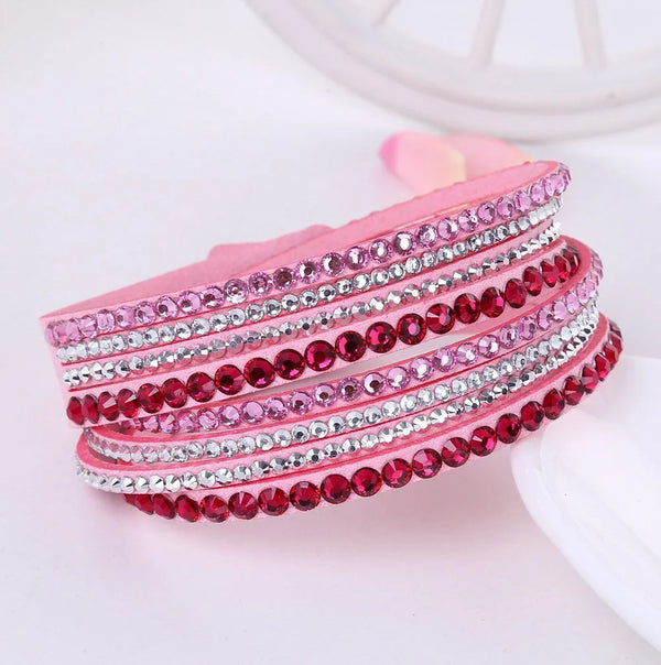 Bracelet en strass wrap - accessoire multi-couches pour femmes