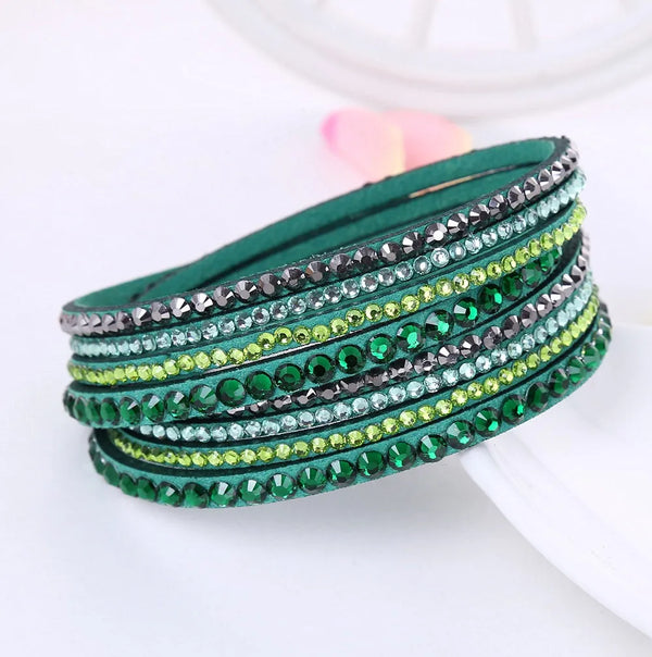 Bracelet en strass wrap - accessoire multi-couches pour femmes