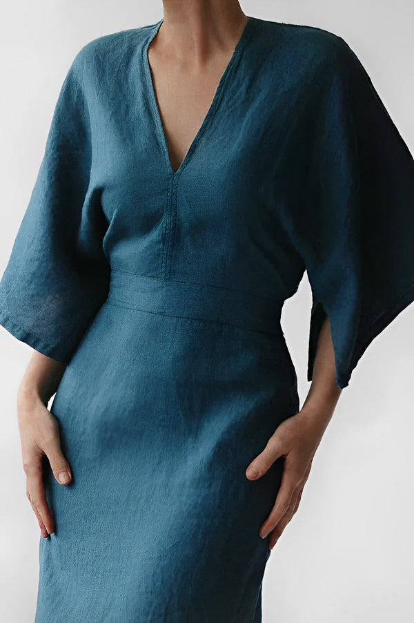 Robe en lin pour femmes - midi décontracté et tendance pour tous les jours