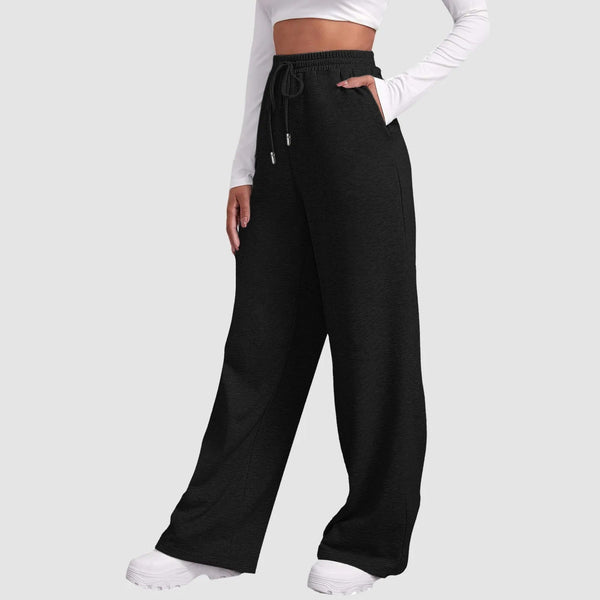 Jogging femme à jambes larges - trousers en mélange de coton doux pour des journées décontractées