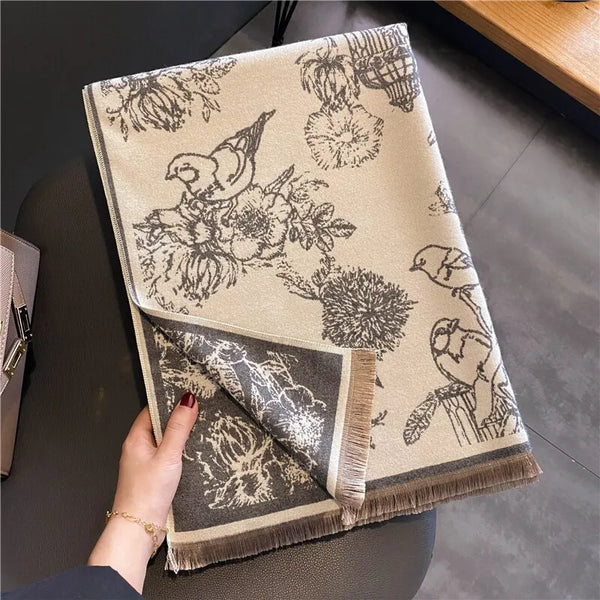 Châle en pashmina - élegante écharpe à motifs floraux pour femmes