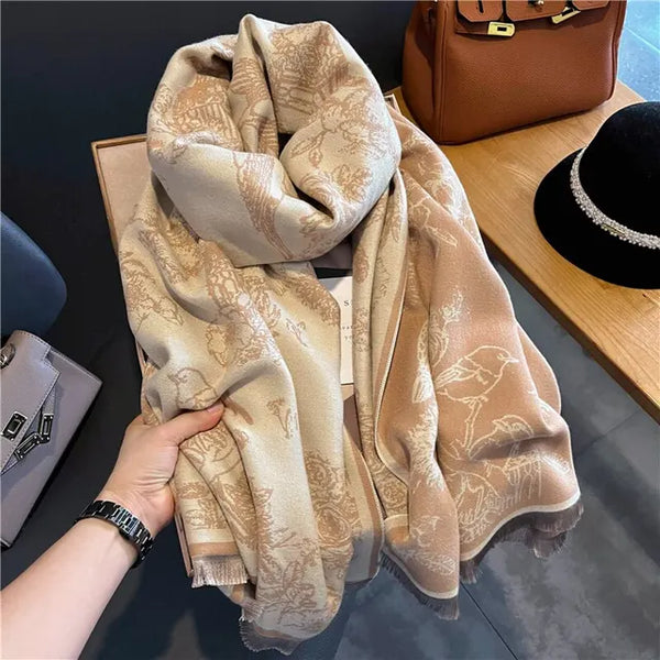 Châle en pashmina - élegante écharpe à motifs floraux pour femmes