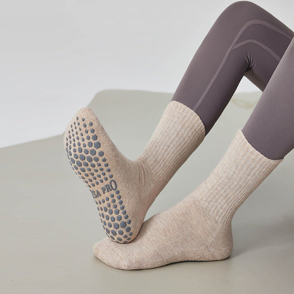 Chaussures de yoga antidérapantes pour femmes - chaussettes de sport en coton