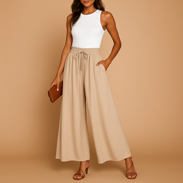 Pantalons larges pour femmes à taille haute - style chic pour le bureau décontracté