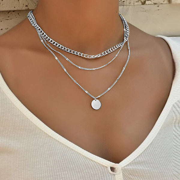 Collier pendentif superposé 3 pièces - ensemble de bijoux en or élégant pour femmes