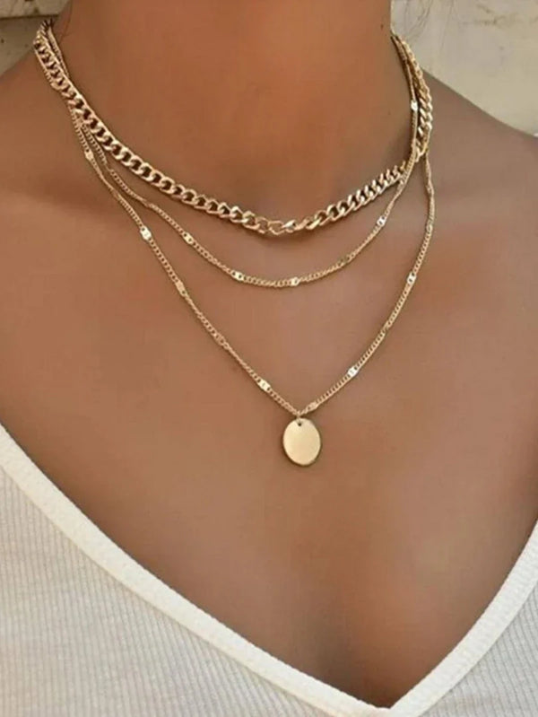 Collier pendentif superposé 3 pièces - ensemble de bijoux en or élégant pour femmes