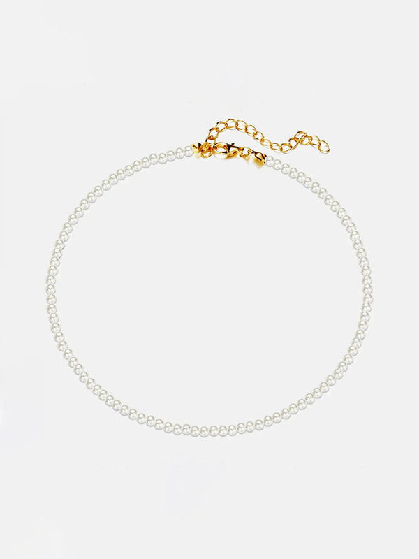 Collier ras de cou en perle imitation - accessoire féminin élégant