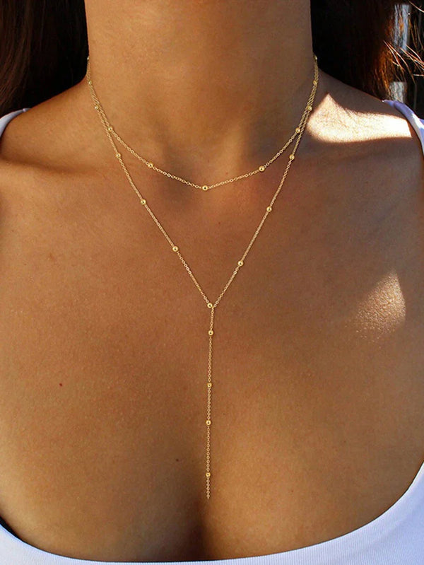 Collier y superposé en 3 pièces - bijoux en or élégant pour femmes