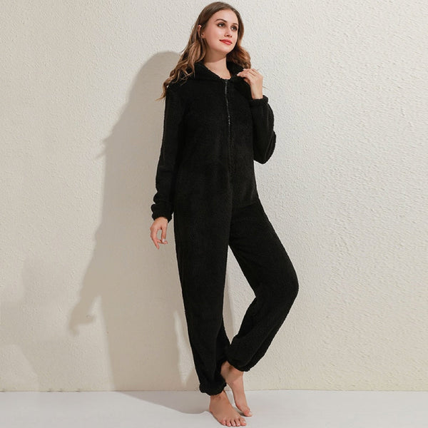 Combinaison en polaire avec oreilles d'ours - loungewear snugglepaws pour femmes