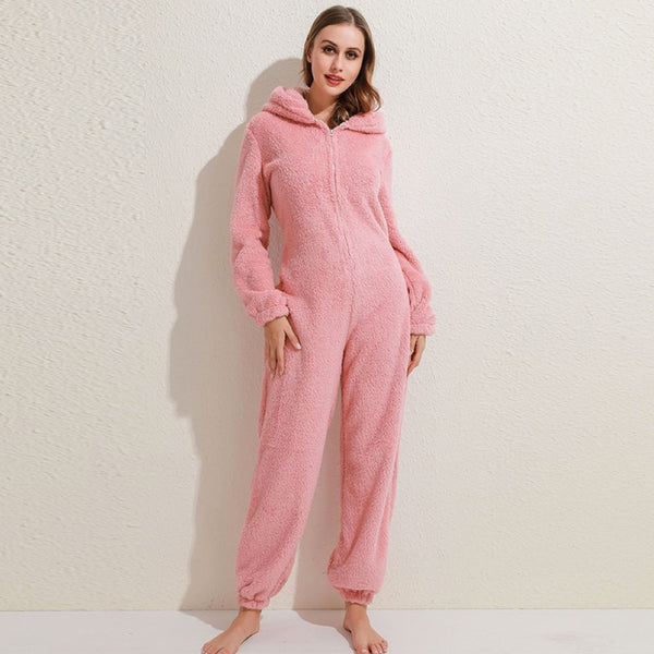 Combinaison en polaire avec oreilles - loungewear féminin invitant