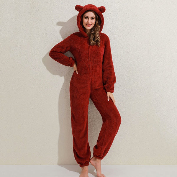 Combinaison en polaire avec oreilles - loungewear féminin invitant