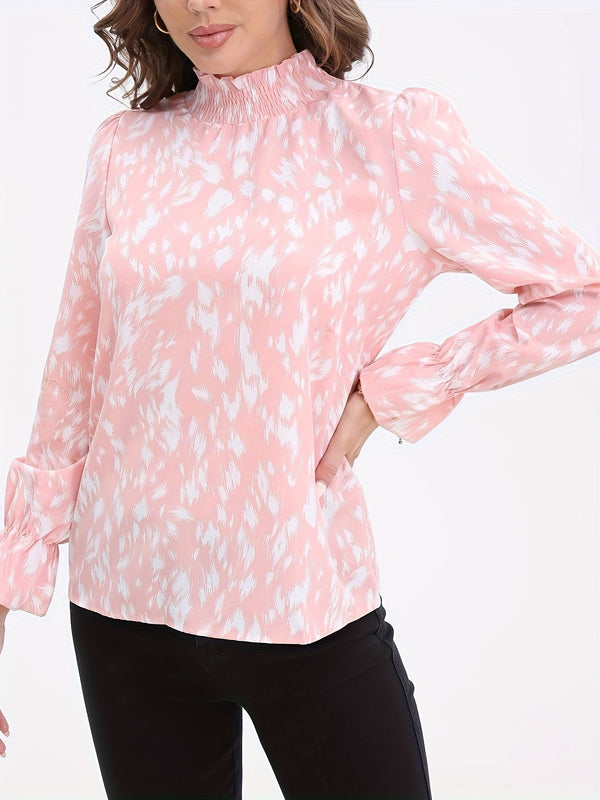 Blouse femme à manches longues avec col récupéré - élégante pour le bureau et toutes occasions