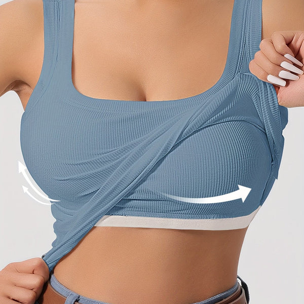 Débardeur à côtes avec coussinets amovibles - le haut sans manches essentiel pour dames