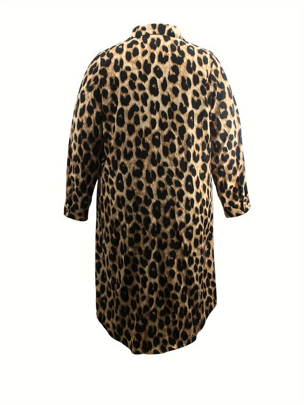 Robe chemise leopard chic pour femme - légère à manches longues, pour le quotidien