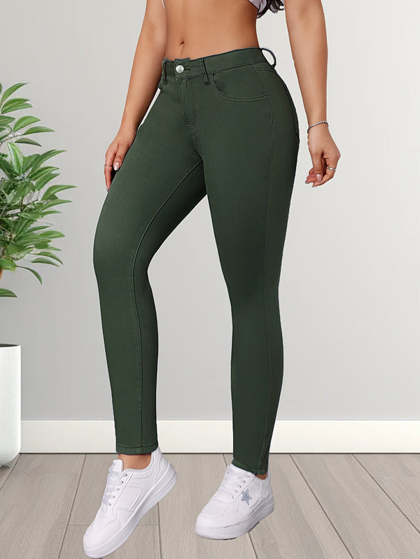 Jean skinny taille haute vert - une coupe flatteuse pour toutes les occasions