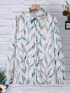 Blouse légère pour femmes avec motif feuilles - chemisier élégant à manches longues pour le quotidien
