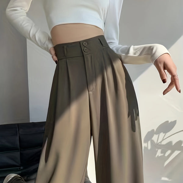 Pantalon chino femme taille haute - chic marron élégance décontractée