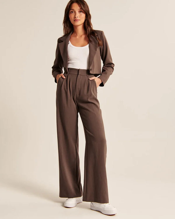 Pantalons tailleur femme taille haute avec plis chics - l'élégance décontractée à votre portée