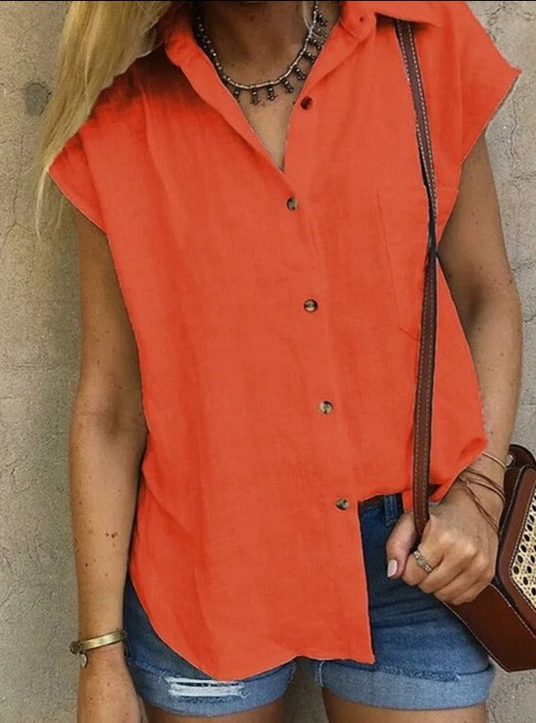 Blouse légère à coupe décontractée pour femmes - chemise boutonnée polyvalente pour sorties décontractées