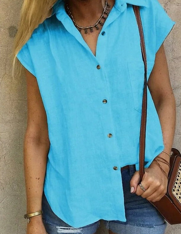 Blouse légère à coupe décontractée pour femmes - chemise boutonnée polyvalente pour sorties décontractées