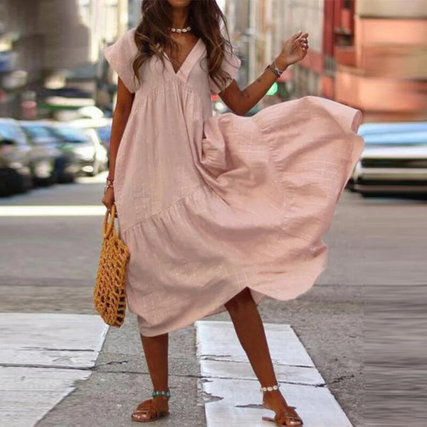 Robe d'été décontractée pour femmes - boho à coupe ample, tissu léger, idéale pour vos sorties