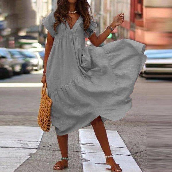 Robe d'été décontractée pour femmes - boho à coupe ample, tissu léger, idéale pour vos sorties