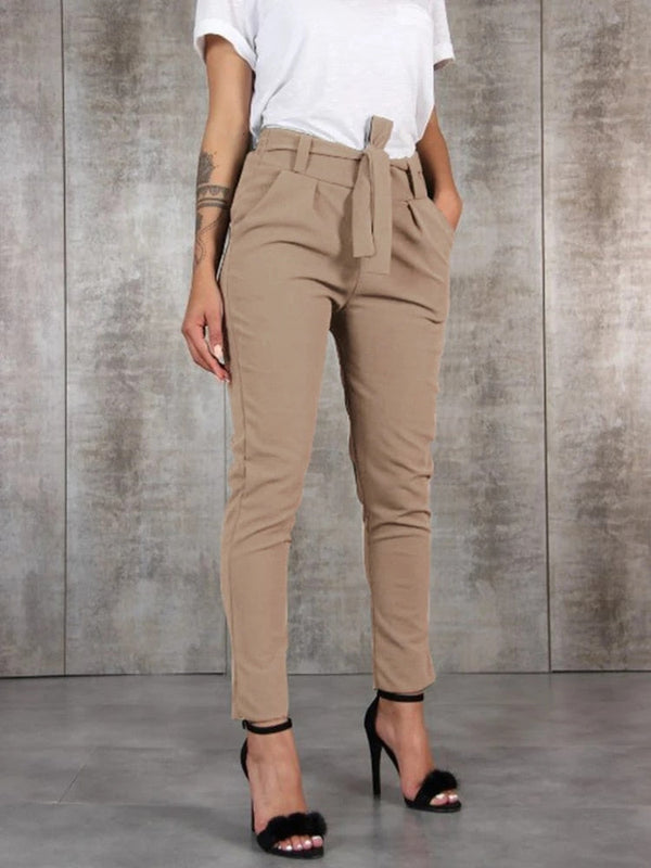 Chino féminin – pantalons taille haute sur mesure avec ceinture - tenue de bureau chic