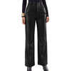 Pantalons en simili cuir pour femmes taille haute - design large et chic pour un style quotidien