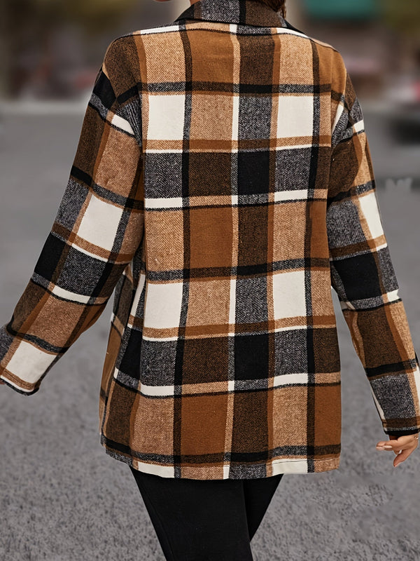 Chemise à carreaux multicolore - surchemise féminine polyvalente à manches longues