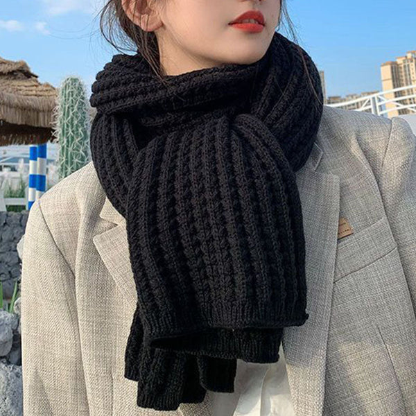 Écharpe chunky en tricot - écharpe en mélange de laine pour femmes tendance