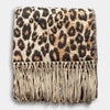 Écharpe en laine à imprimé léopard - grand châle féminin avec bords frangés