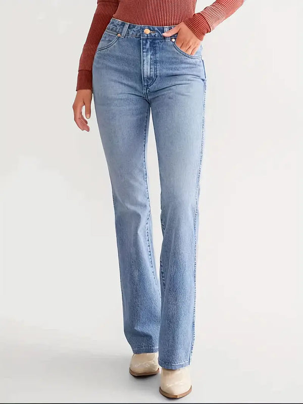 Jeans bootcut pour femmes taille haute slim fit bleu clair - pantalon denim décontracté pour des tenues variées
