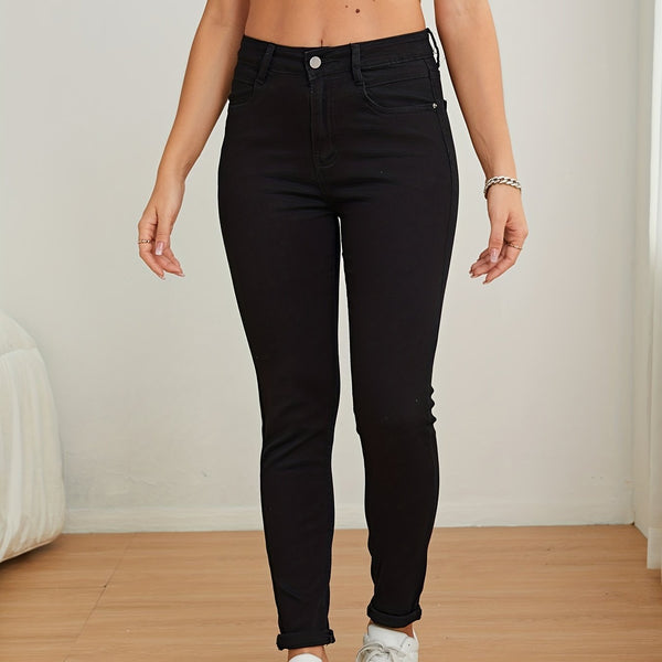 Jean skinny noir - pantalon en denim taille haute pour femmes