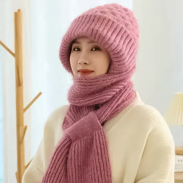Ensemble bonnet et écharpe tricoté 2 pièces - accessoire hivernal tendance