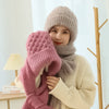Ensemble bonnet et écharpe tricoté 2 pièces - accessoire hivernal tendance