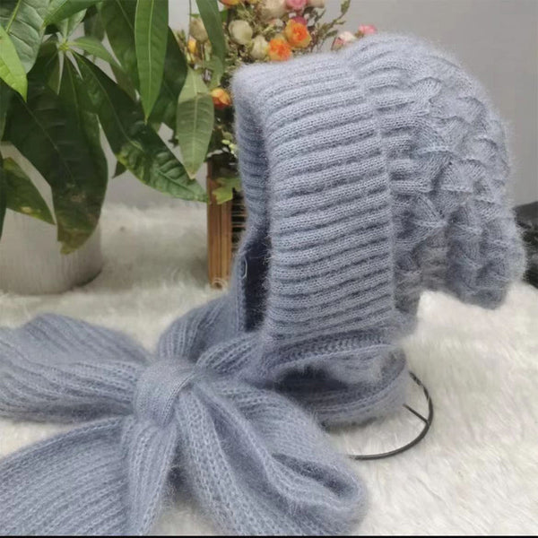 Ensemble bonnet et écharpe tricoté 2 pièces - accessoire hivernal tendance