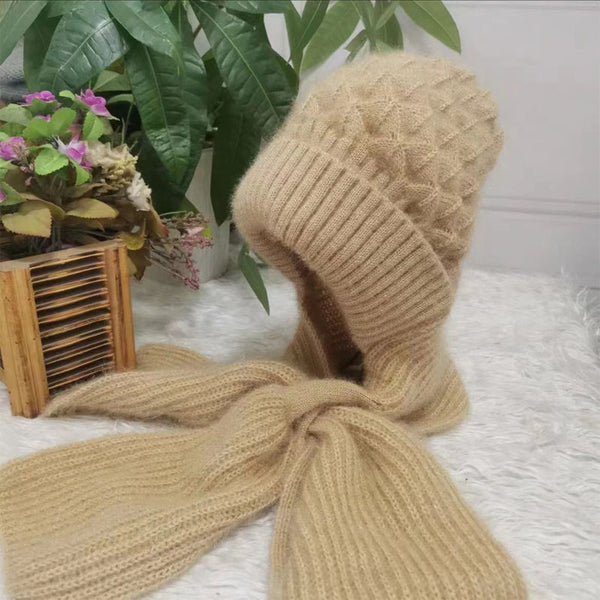 Ensemble bonnet et écharpe tricoté 2 pièces - accessoire hivernal tendance